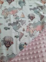 Couverture bébé naissance montgolfières polaire minky rose